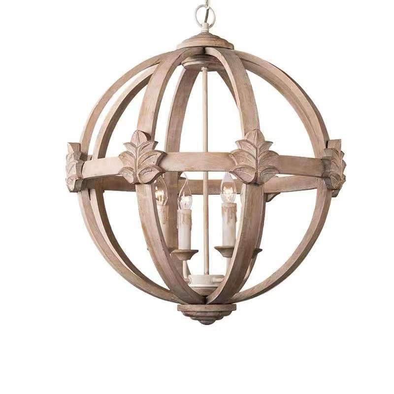 New Wooden Indoor Lighting Pendant Candle Dining Room Chandelier