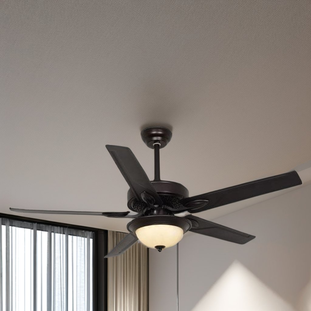 48-inch ceiling fan lamp outdoor indoor bedroom with LED lamp industrial retro style iron leaf fan lamp with remote control