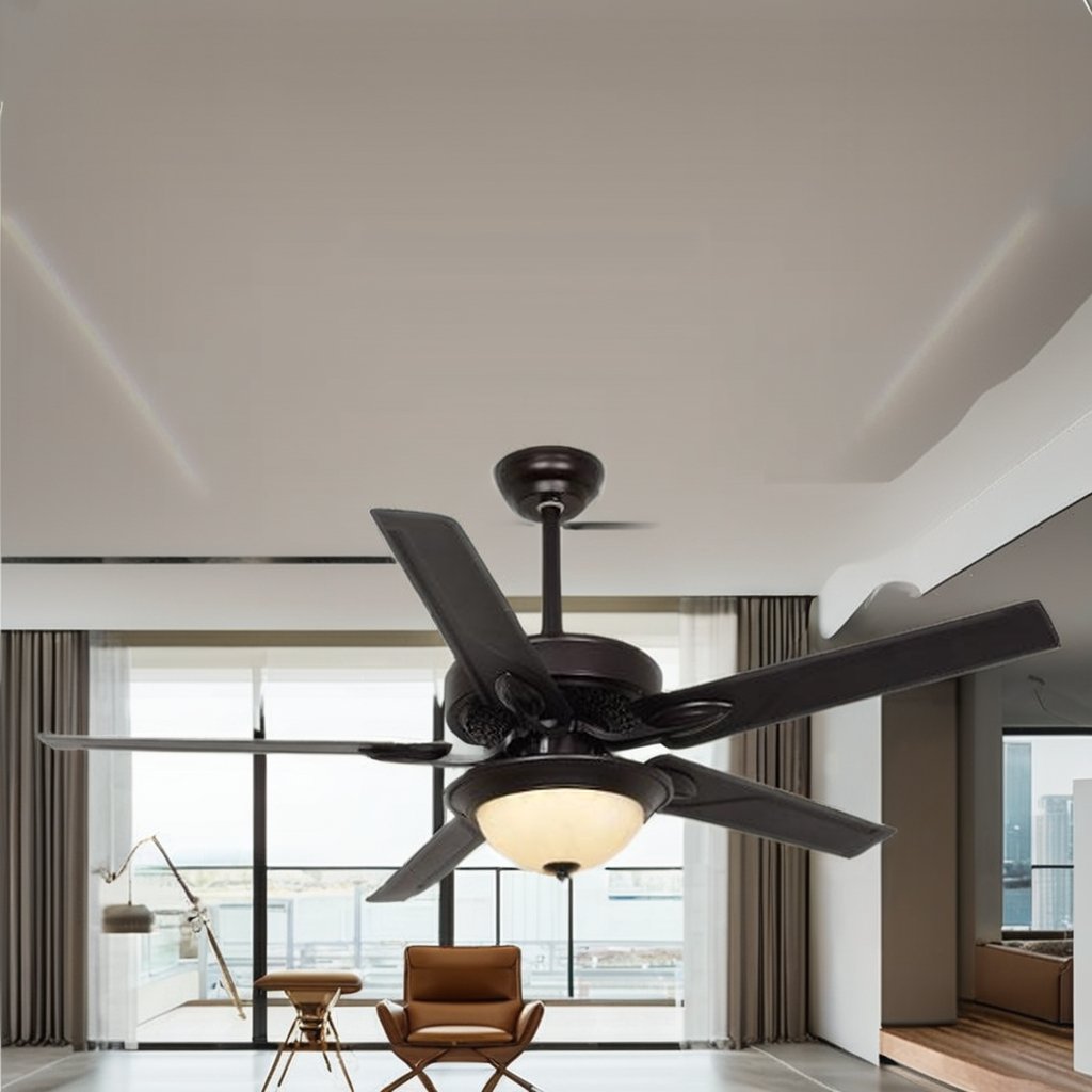48-inch ceiling fan lamp outdoor indoor bedroom with LED lamp industrial retro style iron leaf fan lamp with remote control