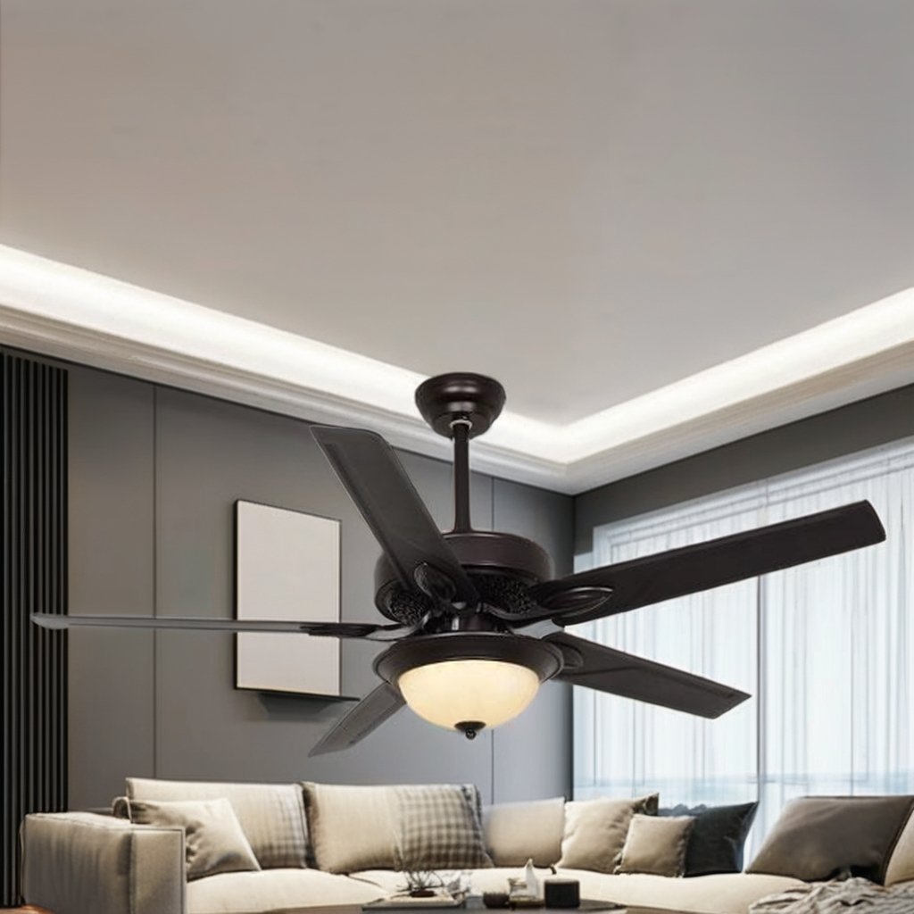 48-inch ceiling fan lamp outdoor indoor bedroom with LED lamp industrial retro style iron leaf fan lamp with remote control