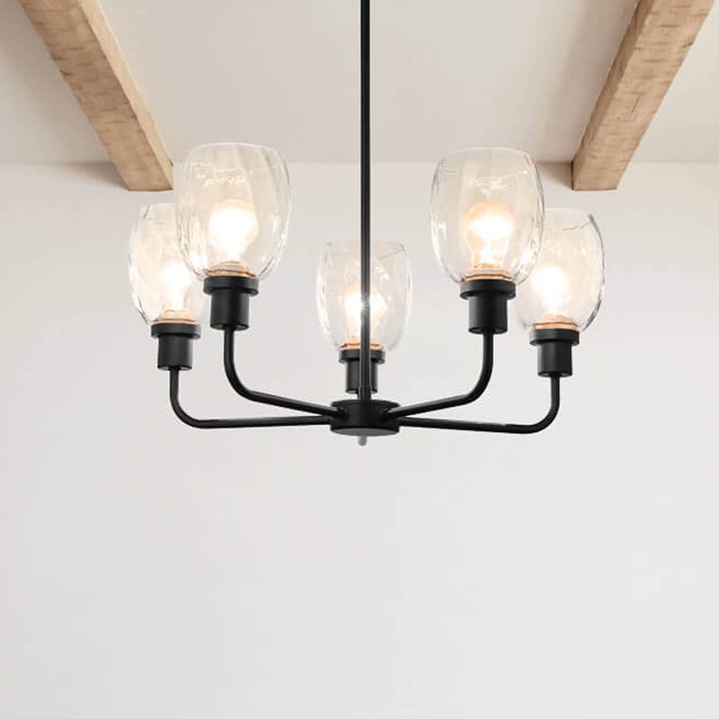 Hot Sale Modern Chandelier Glass Matte Black E26 hanging lamp hotel living room steel plug in chandelier Pendant Light