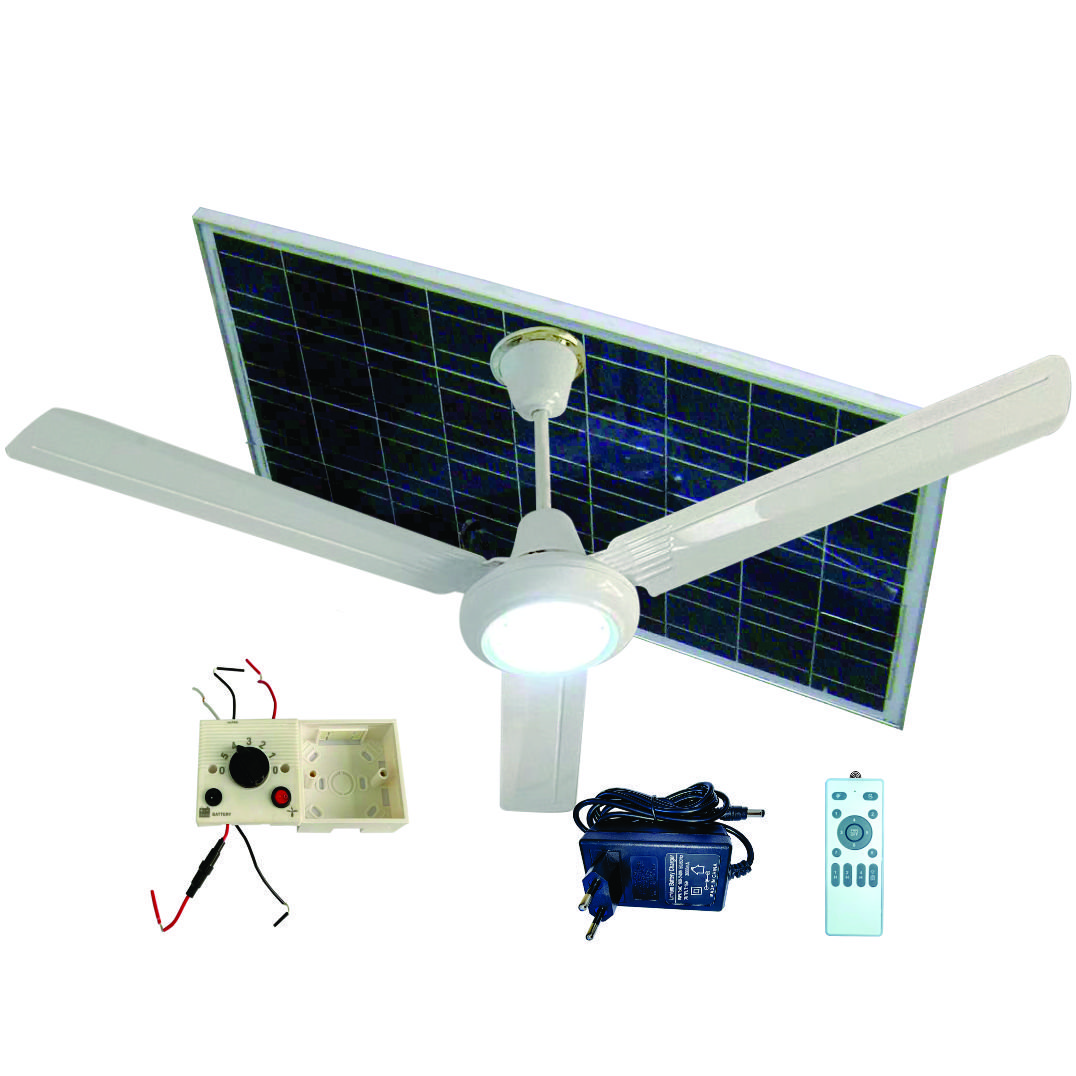 12V Fan BLDC motor ac&dc double voltage ac adapter battery power DC solar fan 56inch solar dc ceiling fan with led light