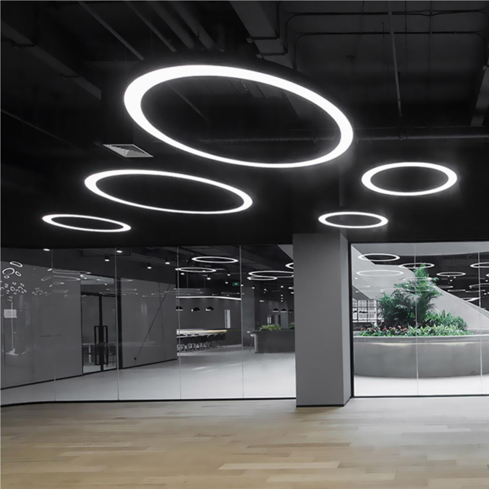 Modern LED Hotel Chandelier Circle Linear Lighting for Office Restaurant Ceiling Round Circle Nordic Pendant Light For Hotel