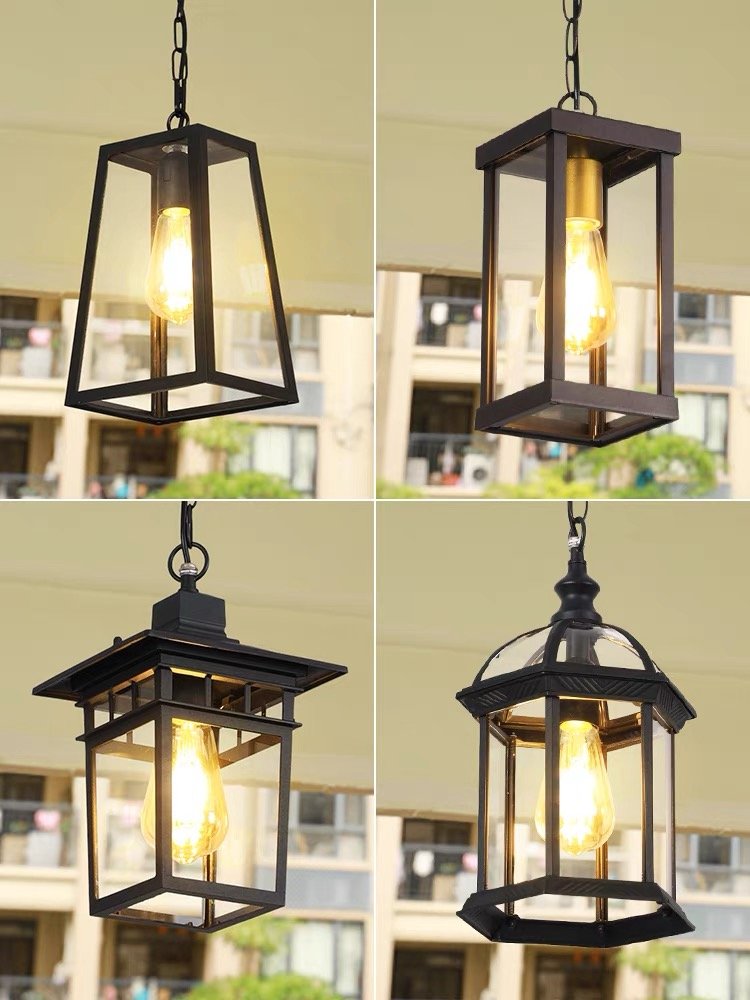 Outdoor Courtyard Corridor Gate Garden Villa Balcony Modern Pendant Light Solar Outdoor Waterproof Pendant Light