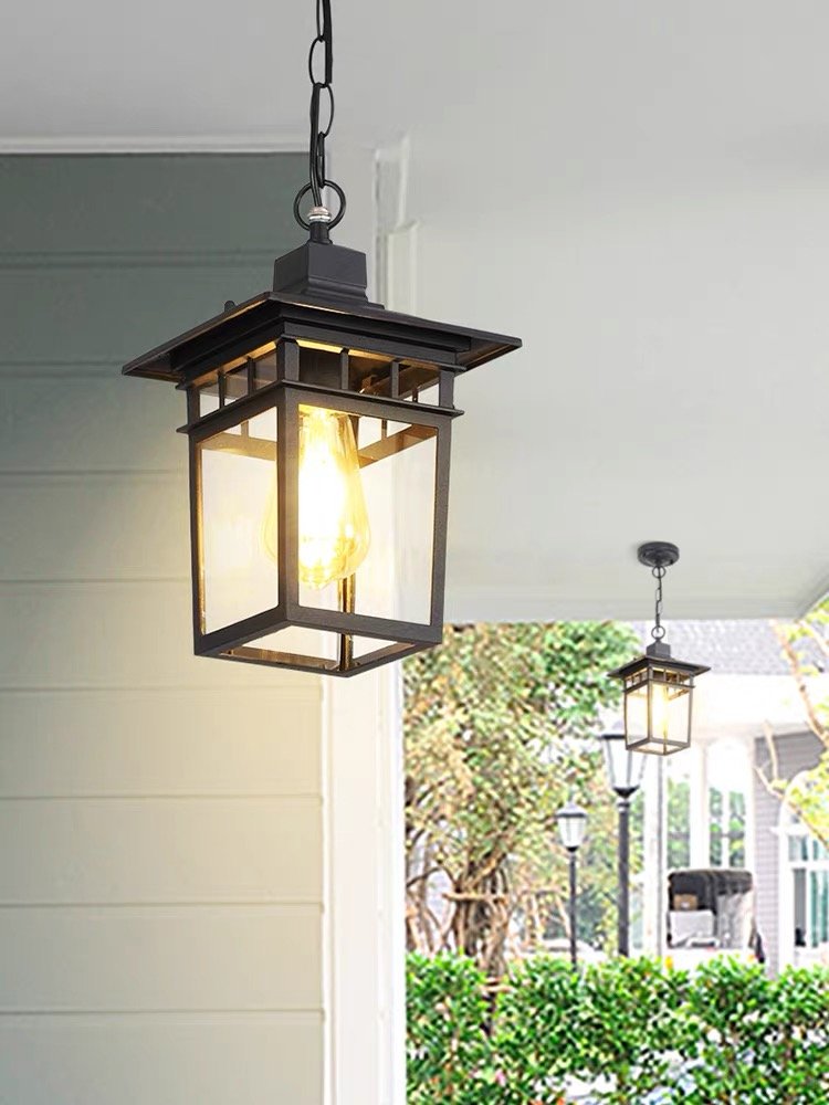 Outdoor Courtyard Corridor Gate Garden Villa Balcony Modern Pendant Light Solar Outdoor Waterproof Pendant Light