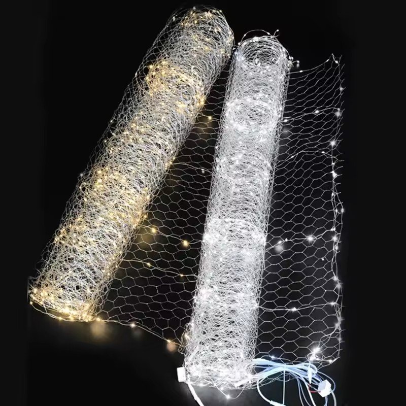 Wedding LED Decorative Props Iron Net Starry Light Ceiling Sky Scene Decorations Birthday Party DIY Fishing Net Light