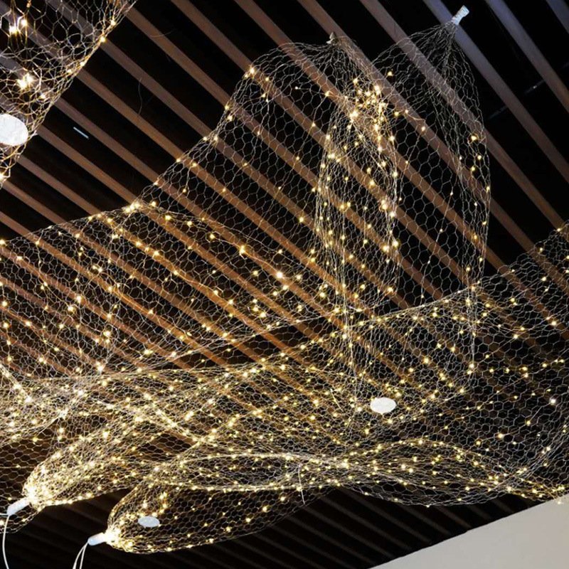 Wedding LED Decorative Props Iron Net Starry Light Ceiling Sky Scene Decorations Birthday Party DIY Fishing Net Light