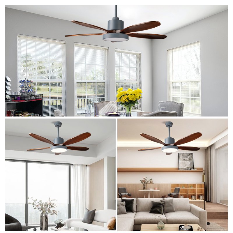 52" Home Living Room Bedroom Remote Control Fan Light AC 220V 110V Nordic Modern Ceiling Fan