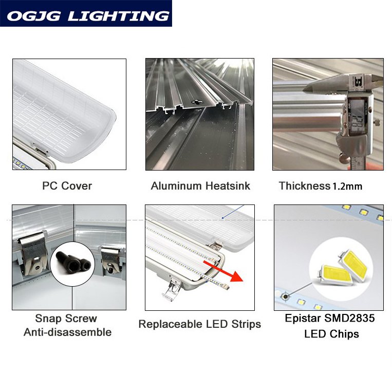 DLC ETL SAA linkable surface mounted tri proof led linear light motion sensor waterproof t8 tube led batten light