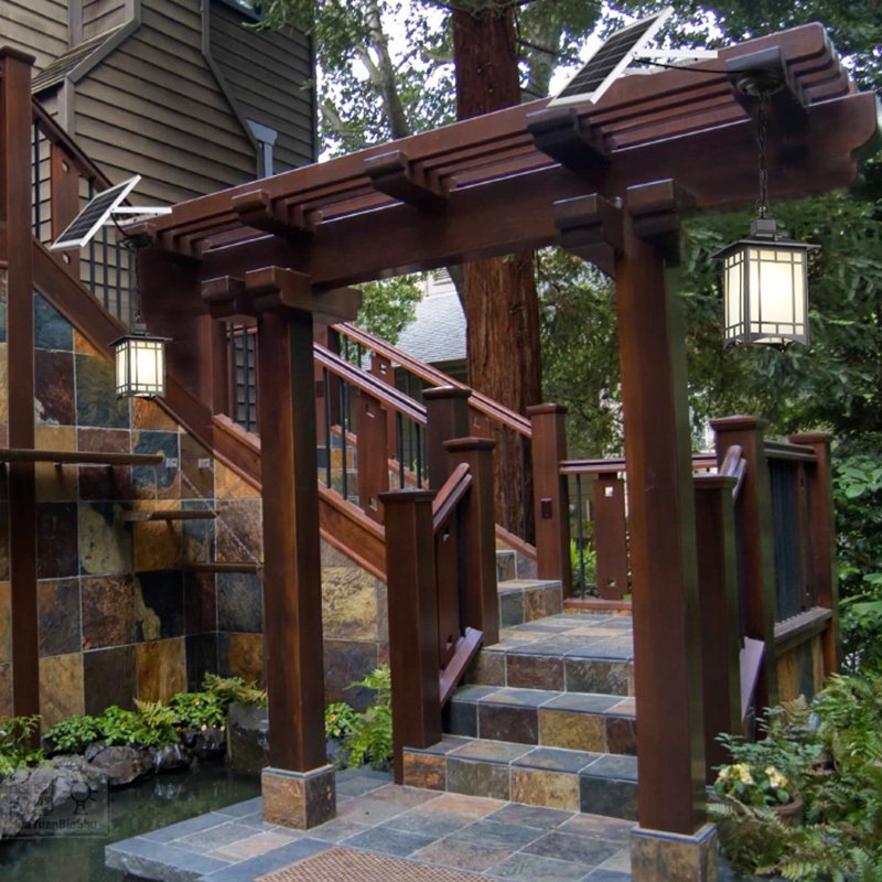 New Chinese style outdoor pendant lampoutdoor waterproof IP65courtyard balconycorridor doorSolar garden light pendant