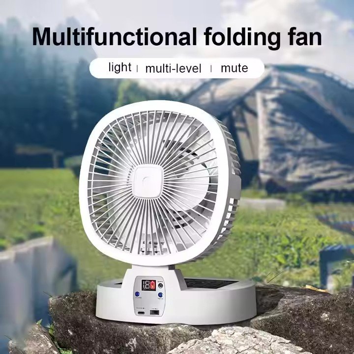 Modern Mini LED Solar Electric Rechargeable Portable Fan Light Home Ceiling Hand Fans Car Application Remote Control Wholesale