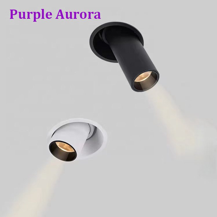 Trimless Commercial Hotel Wall Washer Recessed Led Downlights Round Lamp Adjustable Cob Spotlight