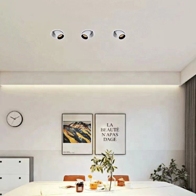 Trimless Commercial Hotel Wall Washer Recessed Led Downlights Round Lamp Adjustable Cob Spotlight