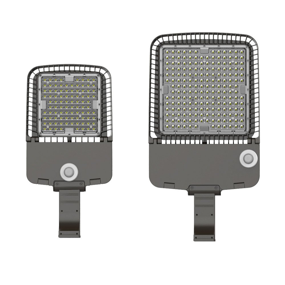 Led Street Light DLC certification Shoesbox 150lm/w 170lm/w 75w 100w 200w 300w Die-Cast Aluminum Motion Sensor Control Automatic