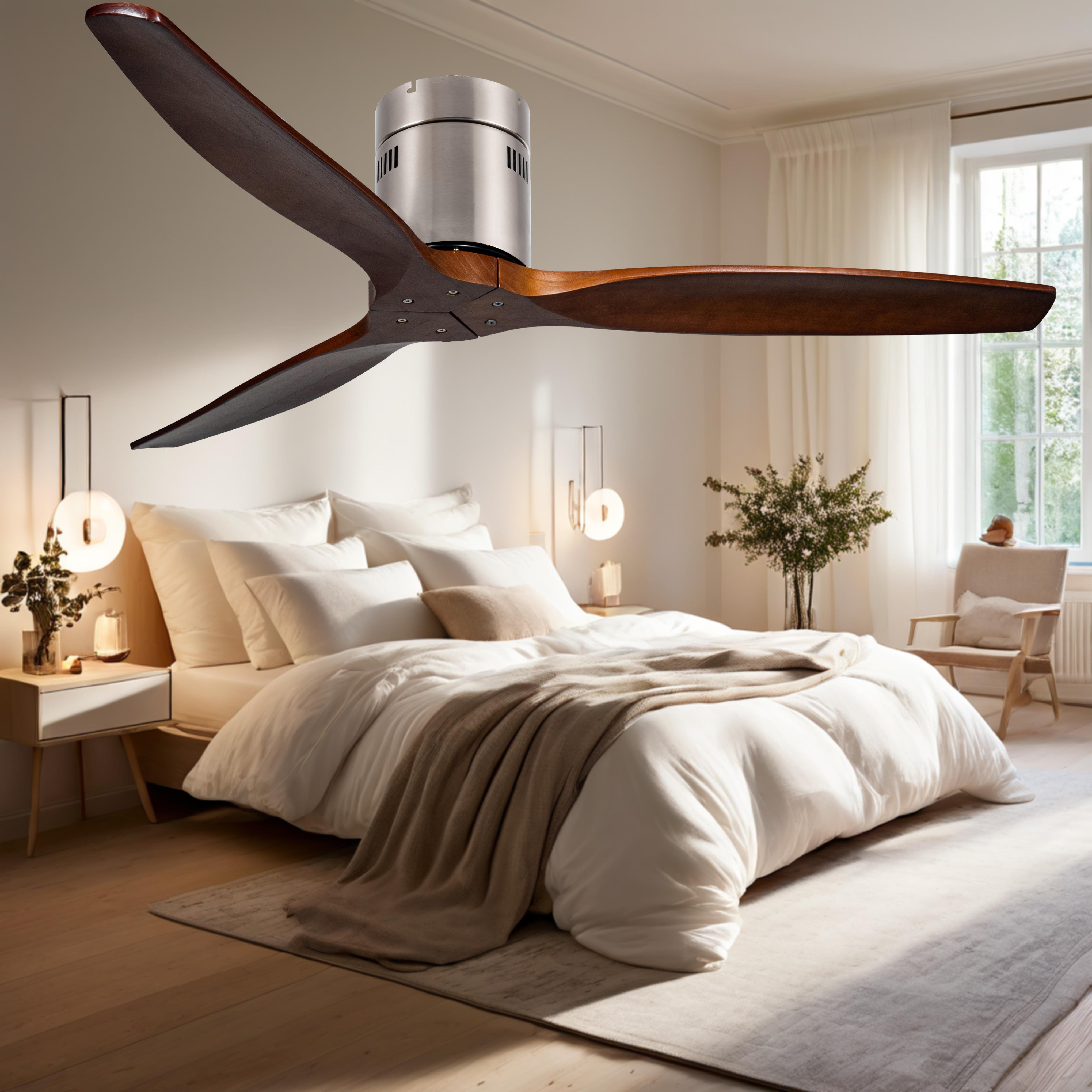 52 inch OAK wooden 3 blades Ceiling fan with remote control and high air flow metal motor cover ceiling fan