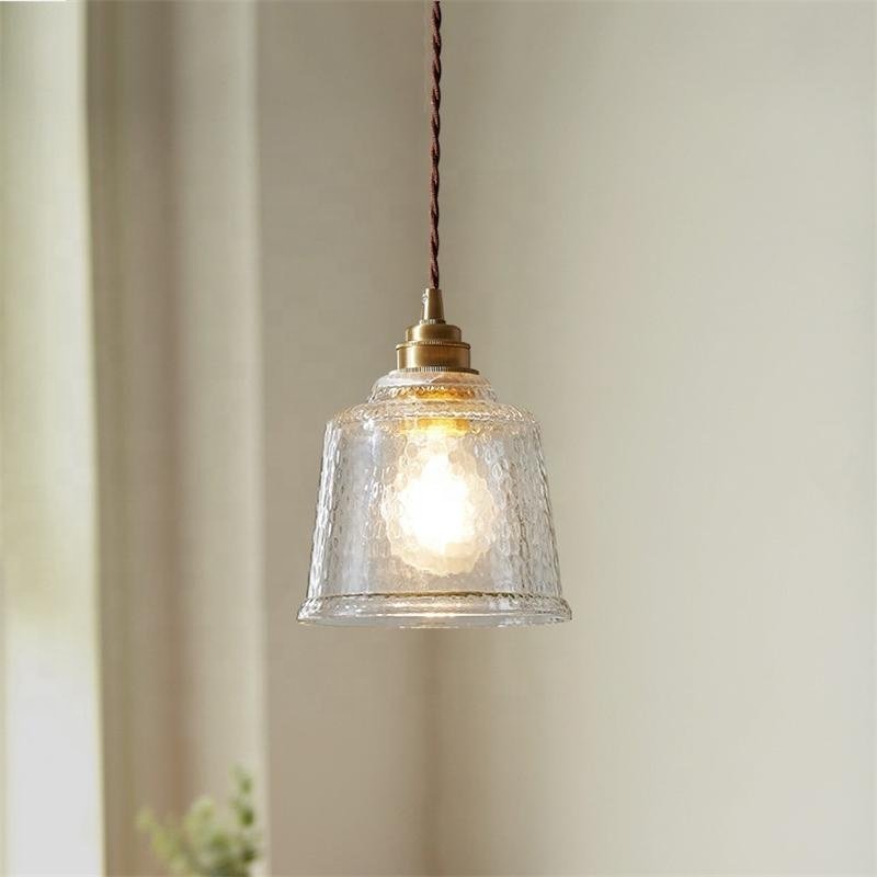 Nordic glass lamp retro restaurant brass single head small personality creative bar decorative glass pendant light