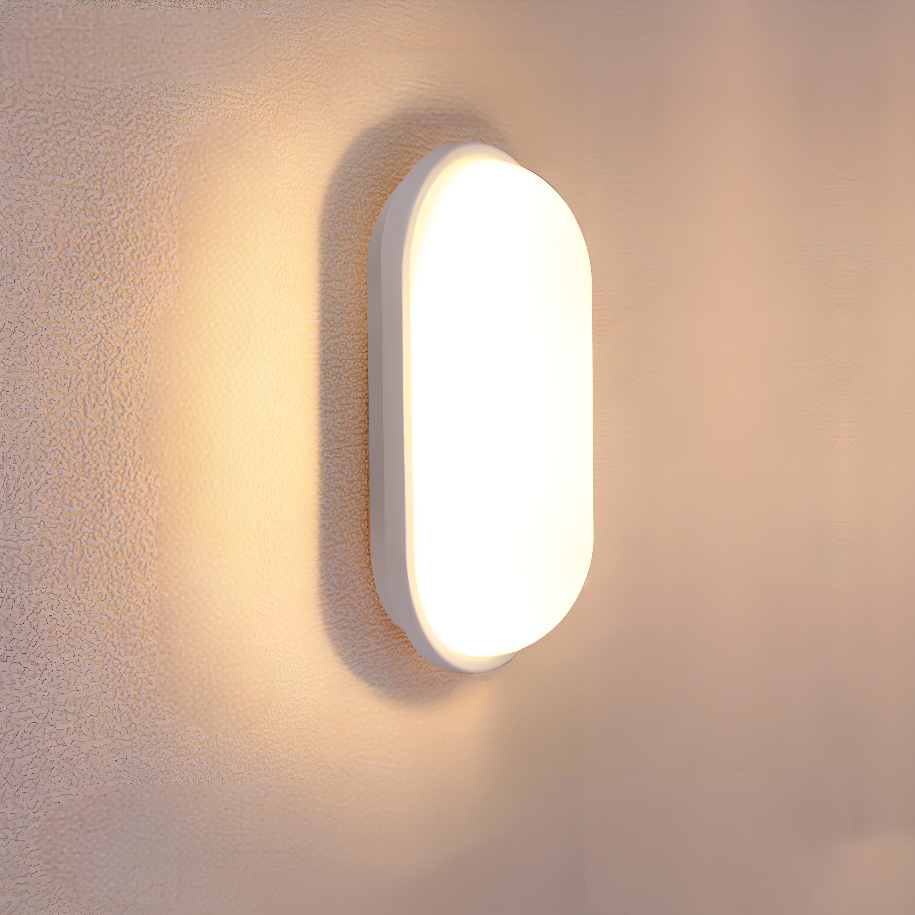 Oval LED Bulkhead Light for Wall and Ceiling Mount IP65 Waterproof 16W Cool White 6000K IK08 for Indoor or Outdoor use