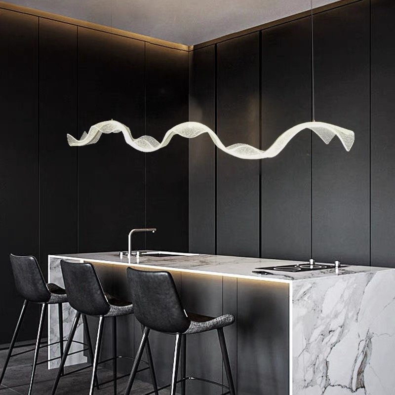 Kitchen Bars Long Rectangle Pendant light Nordic Modern LED Hanging Lamp Home Decor Gold Luxury Large Acrylic Chandelier