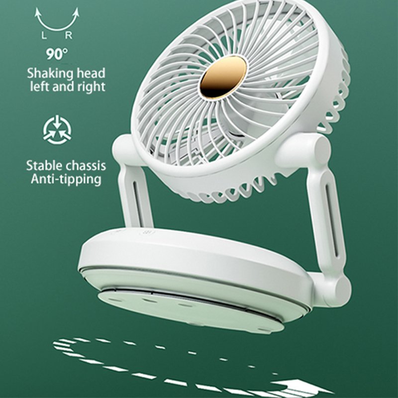 Younimei 2400mAh USB rechargeable atmosphere Night light electric ceiling table fan mini Shaking head desktop circulation fan