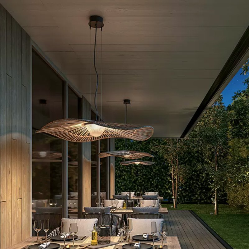 High quality Outdoor Waterproof IP65 Terrace Pavilion Garden Creative Rattan Outdoor Hanging Lamp garden lights