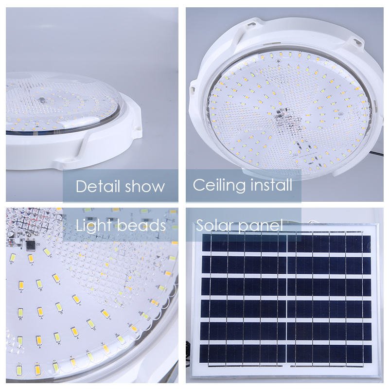 LED Solar Light Outdoor Ceiling Lamp IP65 Dimmable Solar Panel Light Waterproof Solar Power Lighting Fixture For Home Decor Room