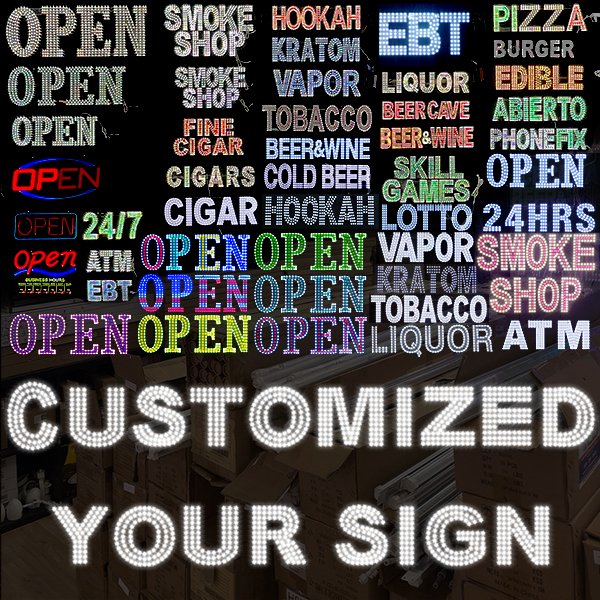 Manufacturer custom led sign open oude fast delivery letter smoke shop led sign for board outdoor advertising business