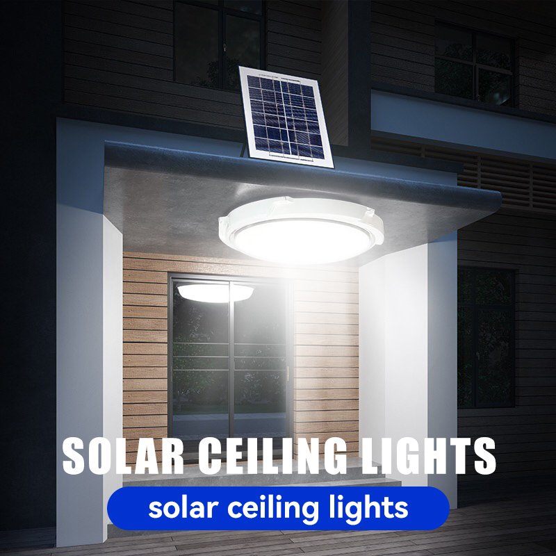 Solar Ceiling Lights Outdoor Gazebo Indoor Pendant Light with Remote Control & Extension for Porch Patio Garage