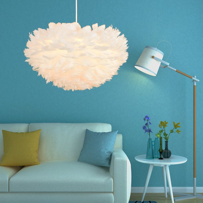 Nordic Feather Pendant Lamp Creative Fairy Hanging Lamp Goose Feather Bedroom Dining Room Loft Chandelier Ceiling Droplight