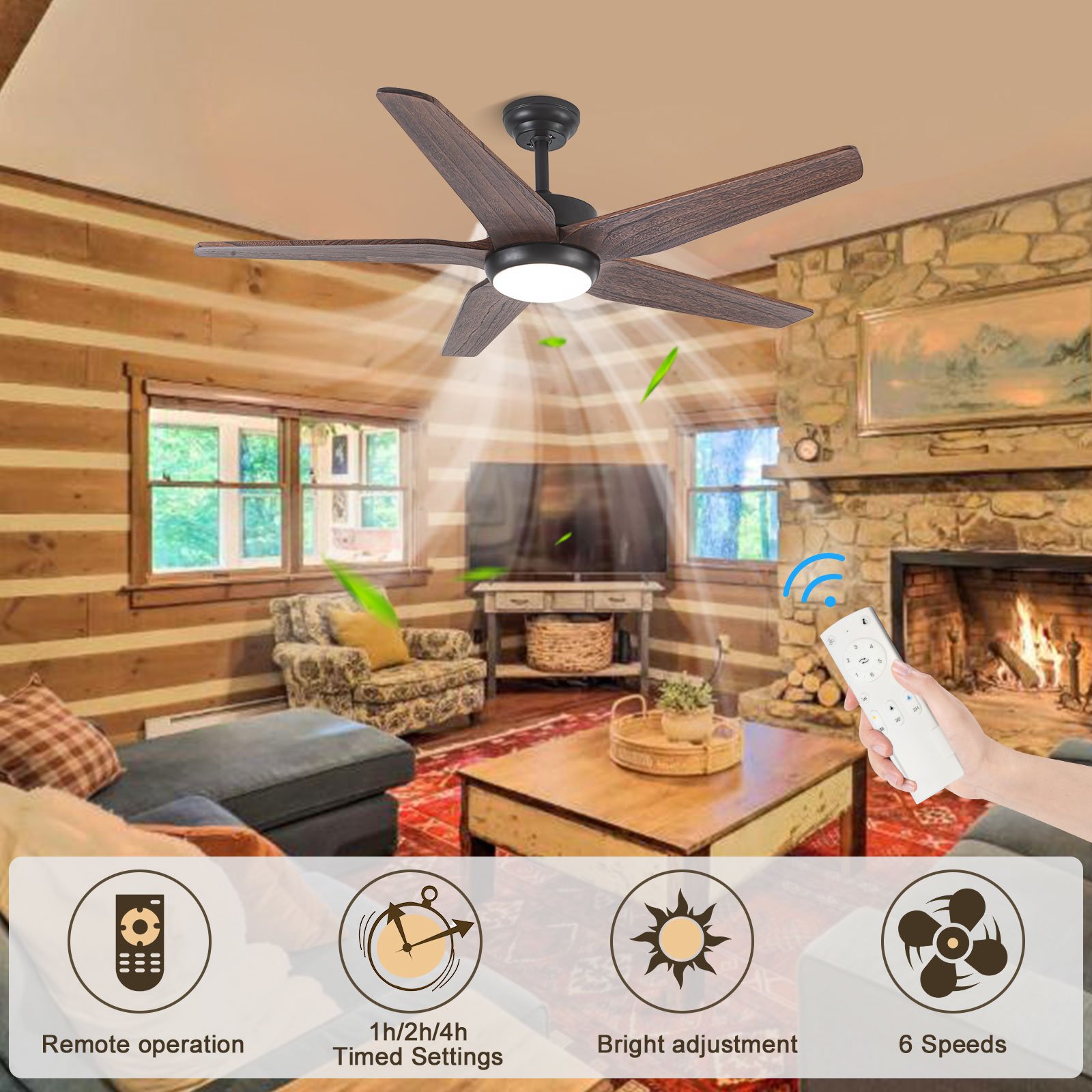 56 Inch Dc Industrial Vintage Wooden Ceiling Fan With Light Remote Control Remote Control Copper Ceiling Fan With Lighting