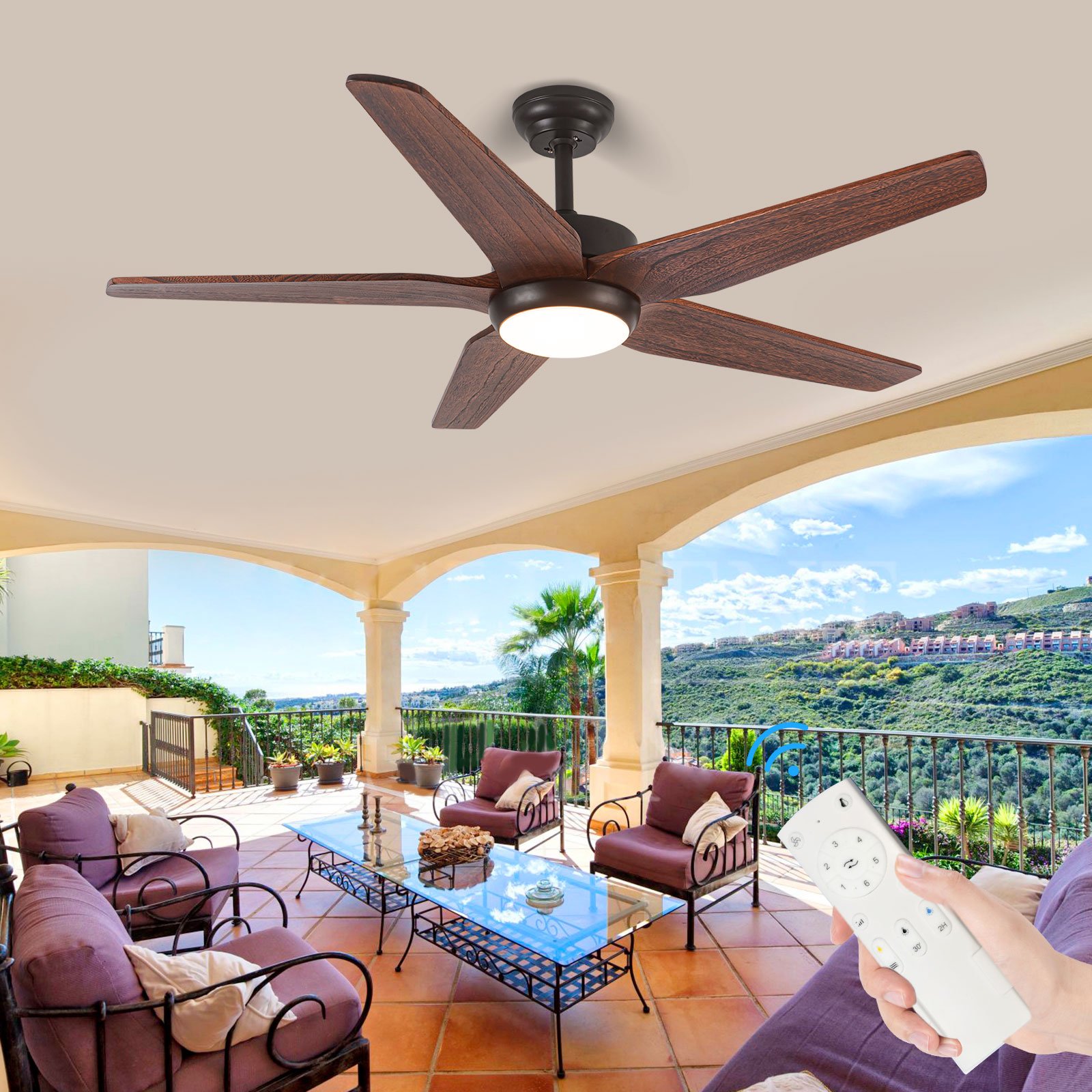 56 Inch Dc Industrial Vintage Wooden Ceiling Fan With Light Remote Control Remote Control Copper Ceiling Fan With Lighting