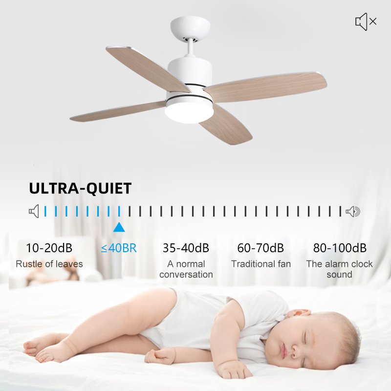 Remote Control Four Plywood Blades fan lamp Pure Copper Motor Electric Large Outdoor Led Ceiling Fans with Light