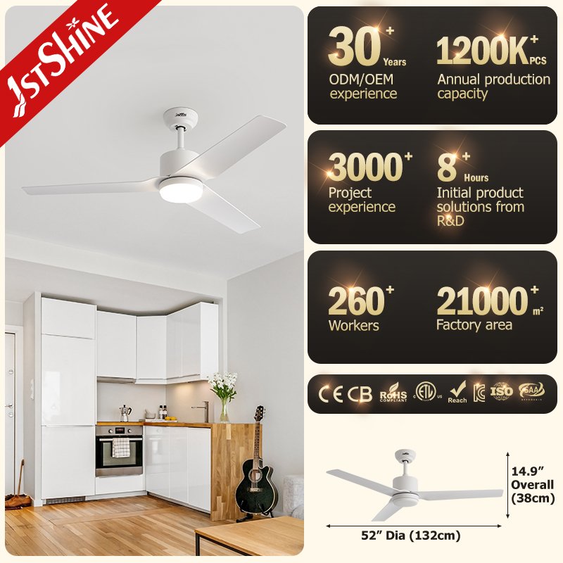 1stshine ceiling fan hanging indoor low noise remote control white ABS ceiling fan light