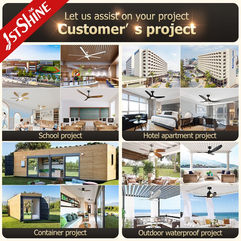 1stshine ceiling fan hanging indoor low noise remote control white ABS ceiling fan light