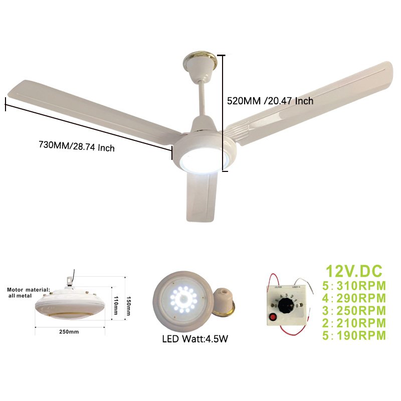 Solar Ceiling Fan with LED Lighting Cooling Solution For Home USE