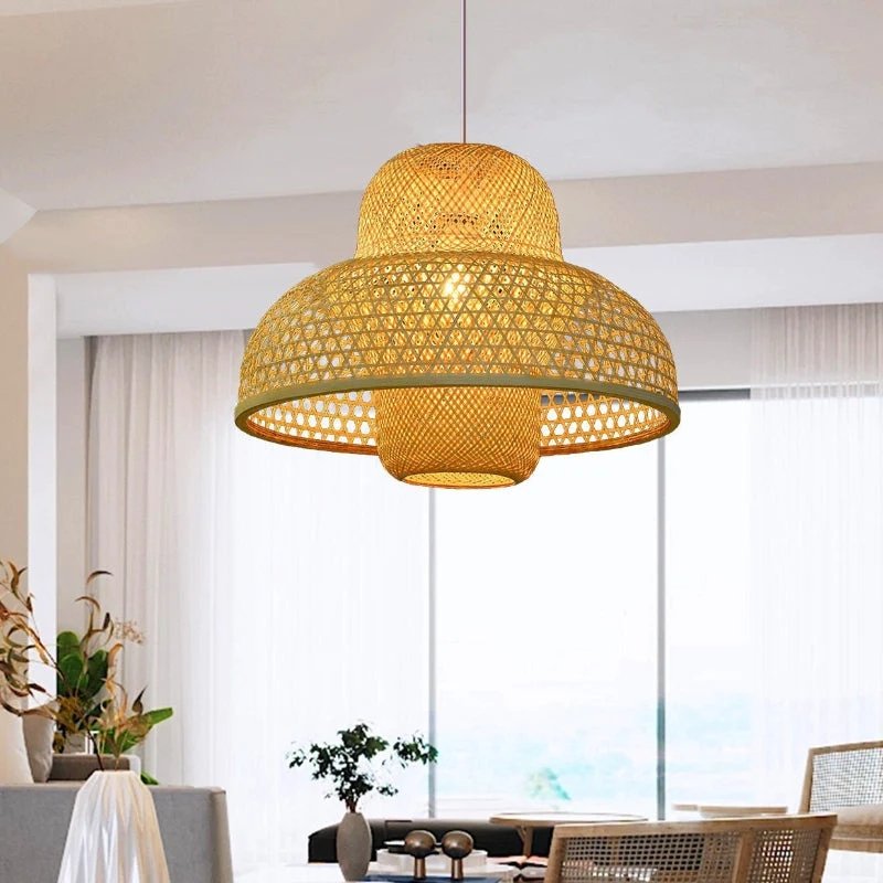 Unique Home Design with Classic Style and Modern Rustic Decor with Custom Lampshade Rattan Chandeliers