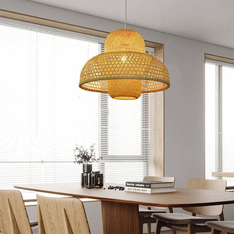 Unique Home Design with Classic Style and Modern Rustic Decor with Custom Lampshade Rattan Chandeliers