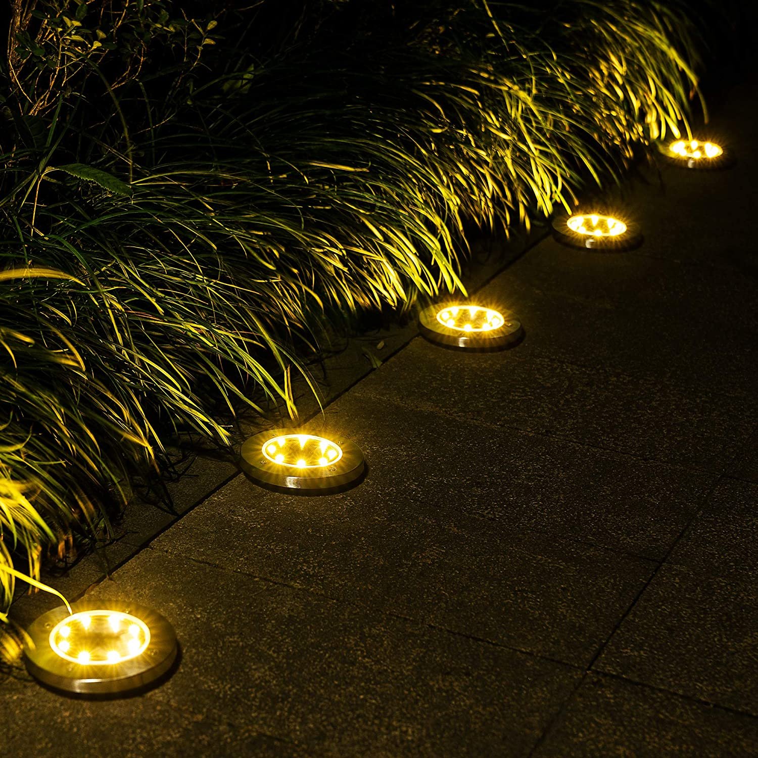 New 12 Led solar garden disk light IP67 waterproof solar lawn deck light warm white outdoor solar ground light for pathway,patio