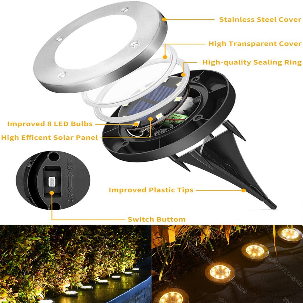 New 12 Led solar garden disk light IP67 waterproof solar lawn deck light warm white outdoor solar ground light for pathway,patio