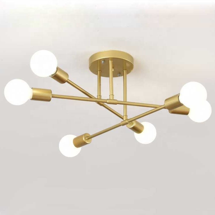 JYLIGHTING Cross-border 6 Sockets Ceiling Light Nordic Modern Home Bedroom Restaurant LED Indoor Industrial Iron Lighting