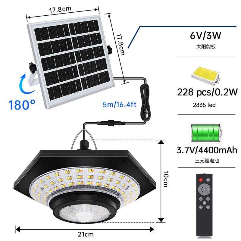 custom 2024 suspended pendant ceiling lighting solar courtyard lights solar motion sensor light outdoor