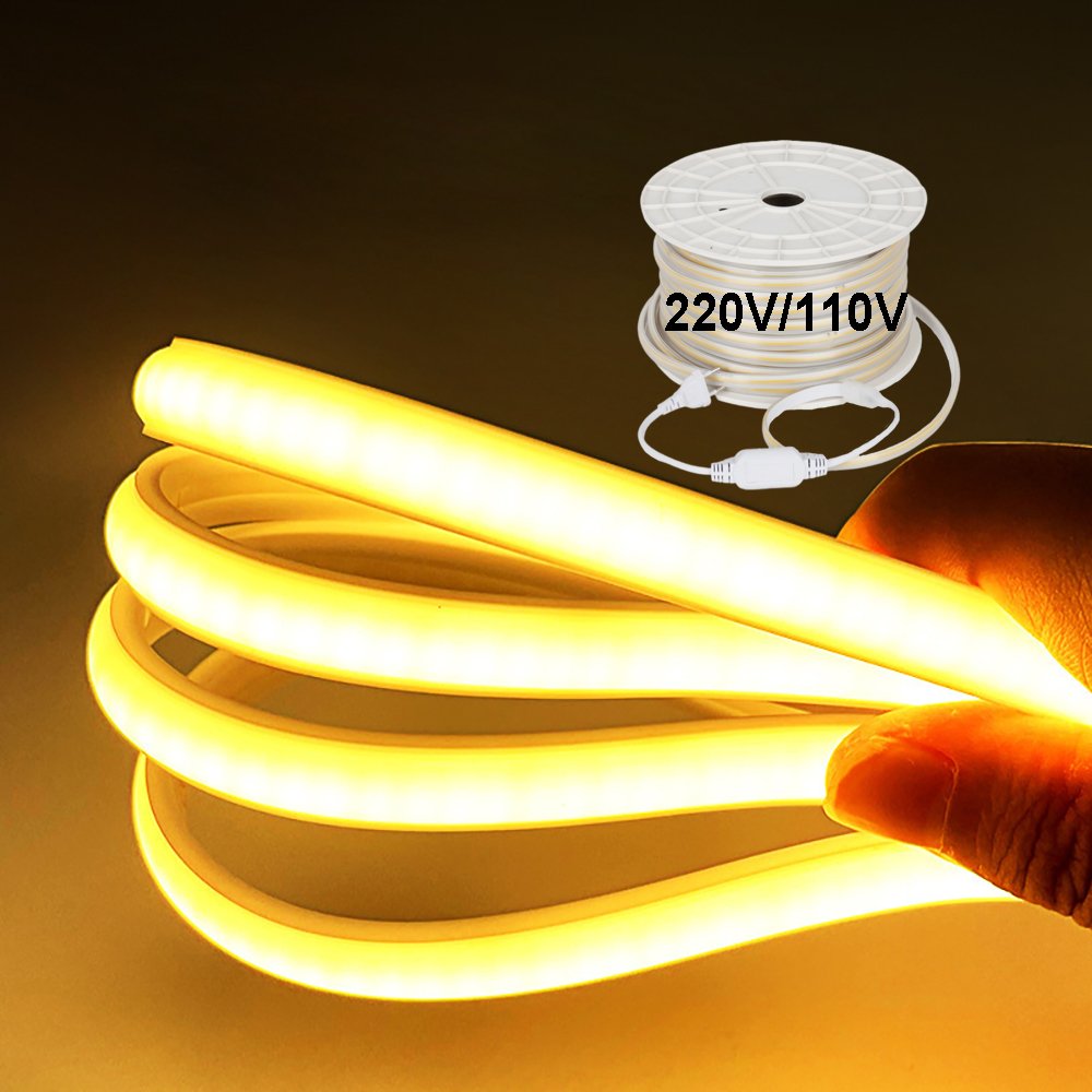 cinta led strip110v 220v IP65 waterproof cob led strip ce rohs flexible tape 3000k 4000k 6000k cob led strip light