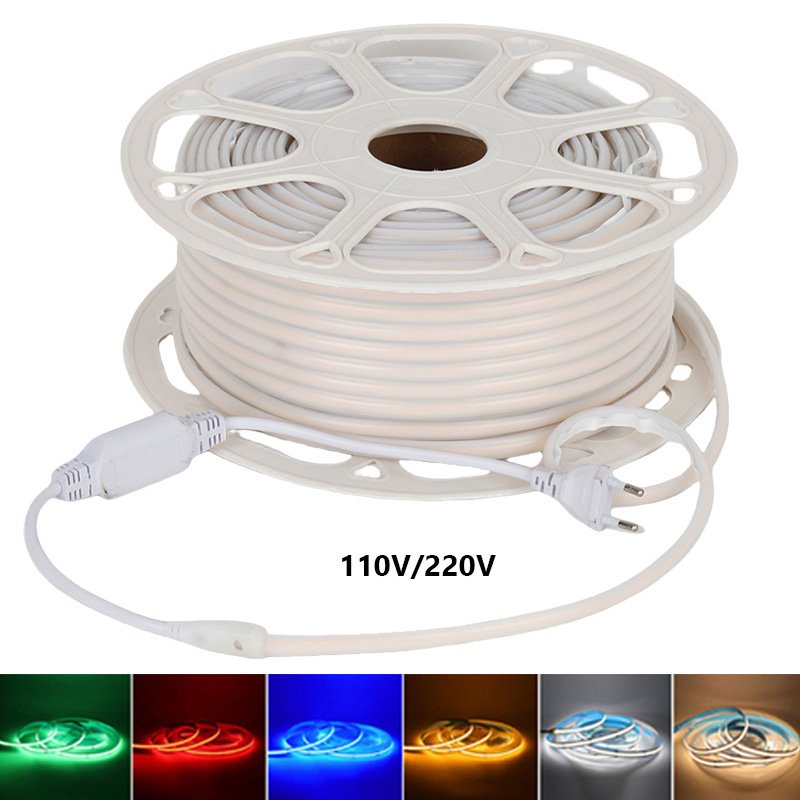 cinta led strip110v 220v IP65 waterproof cob led strip ce rohs flexible tape 3000k 4000k 6000k cob led strip light