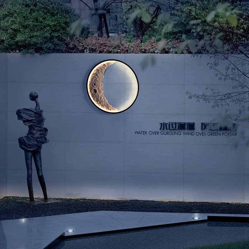Indoor Outdoor Waterproof LED Modern Art Wall Light Moon Modeling Decorative Wall Lamp