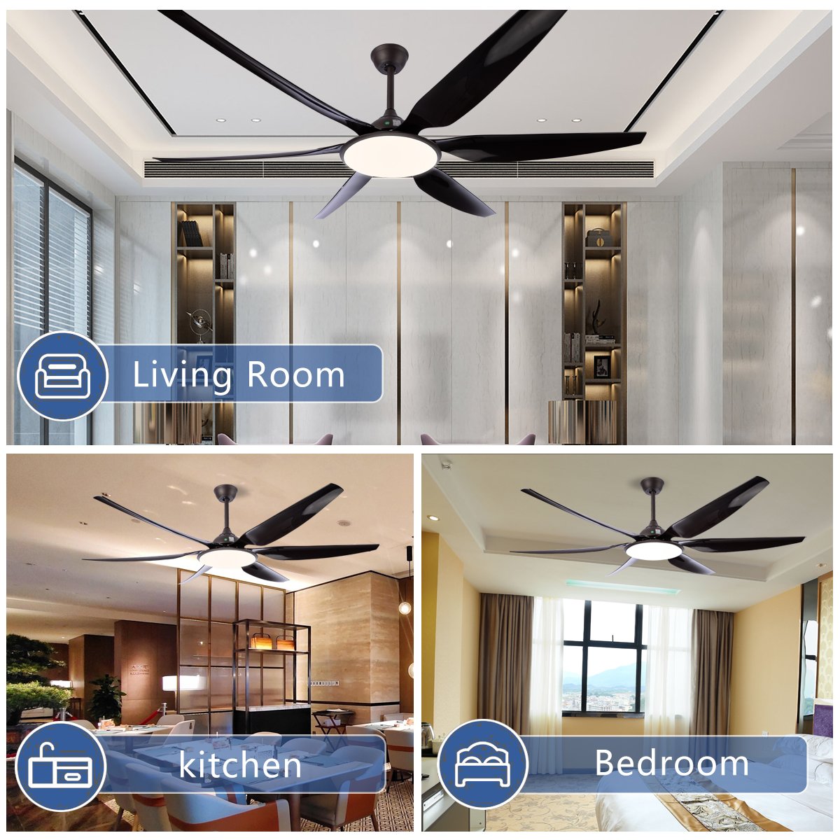 2024 New ABS Blade Remote Control Fan Lamp With Led Lights Quiet Ceiling Fans For Bedroom Living Room Interior Office Use