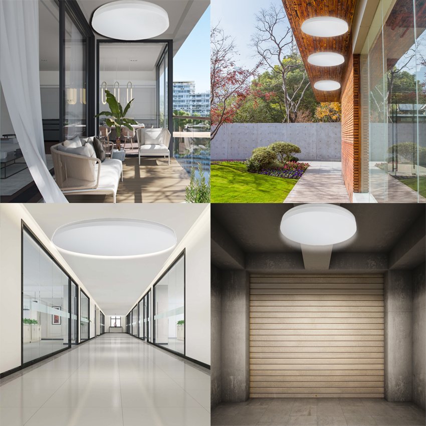 Emergency Rechargeable Round Surface Mounted Led Ceiling Lamp Waterproof Outdoor Indoor Smart Led Motion Sensor Ceiling Light