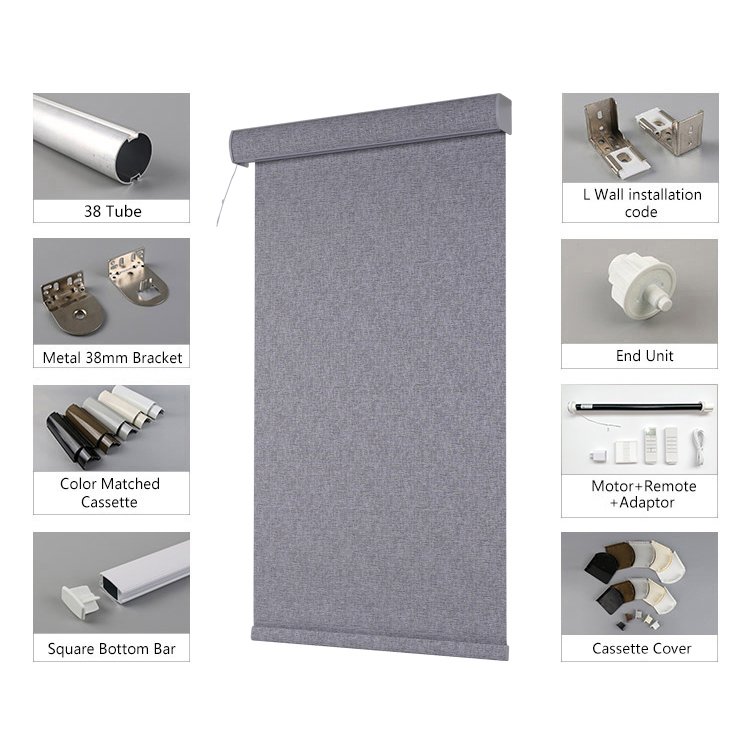 Roller Blinds Polyester Blackout Motorized Smart Curtain Window Cordless Roller Blinds