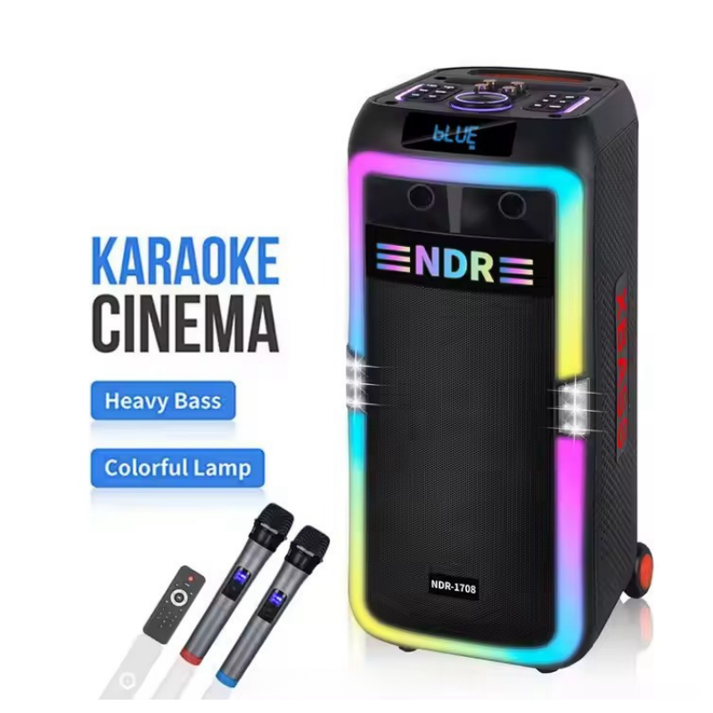 NDR NDR-1708 Professional Ceiling 80W Power Tws Outdoor Party Loud Family Karaoke Big Blue Tooth trolley Speaker Caixa De Som