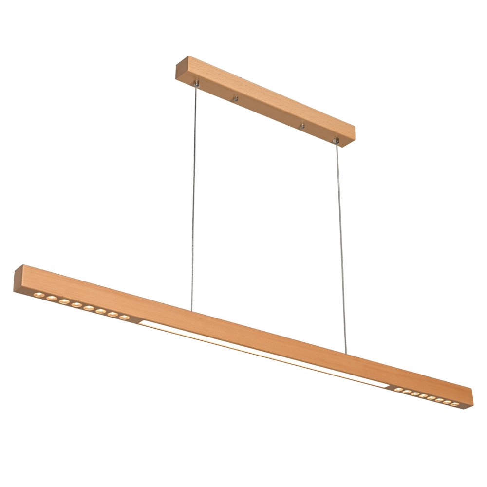 Natural Wood LED Pendant Light Linear Light Fixture For Kitchen Island Dining Suspension Lamp Wood