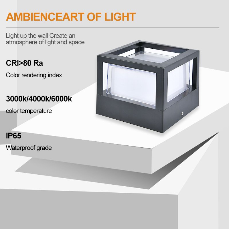 Factory Supply Modern Black Decoration Led Moisture Proof Lamp Outdoor Pillar Court Yard Light Led Moisture-proof Lamp