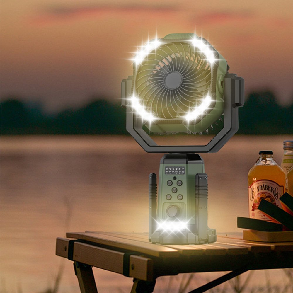 Camping Fan Aluminum Tripod Desk Electric Fan App Control Air Cooler Charging Stretched Outdoor Rechargeable Fan With Power Bank